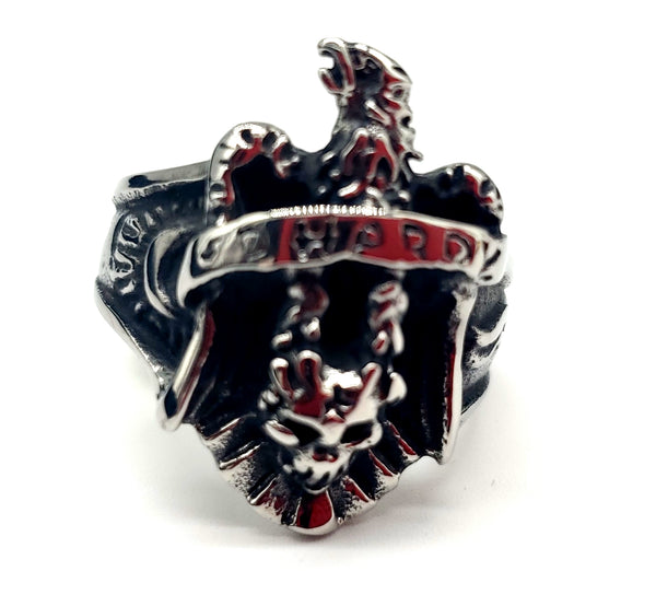 SRM-02, Stainless Steel Skull Fashion Ring-silver color