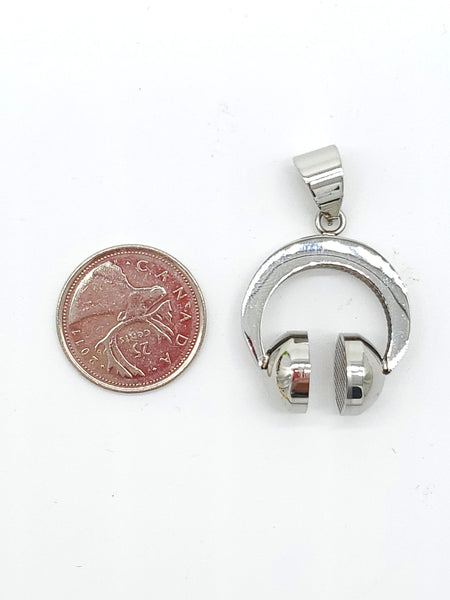 SP-738, Stainless Steel Head Phone Pendant-silver color, 27mm width, 40mm high, 12mm thick