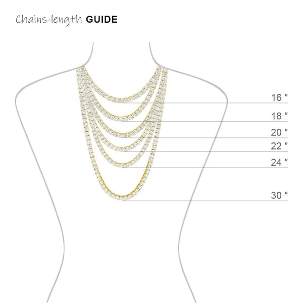 Brass Tennis Necklace, Width-4mm, Length-30"
