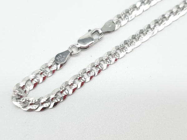 Sterling Silver Cuban Chain Diamond Cut J