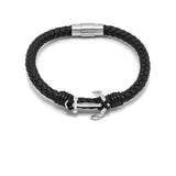 LBM-480,Stainless Steel Anchor Megnetic Leather Bracelet-gold or silver color, Width-6mm,Length-8''