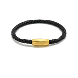 LBM-484, Stainless Steel Leather Bracelet-gold, silver or black color