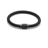 LBM-489, Stainless Steel Magnet Link Leather Bracelet-gold or silver color