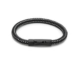 LBM-492, Stainless Steel Clasp Leather Bracelet-Black or Silver Color