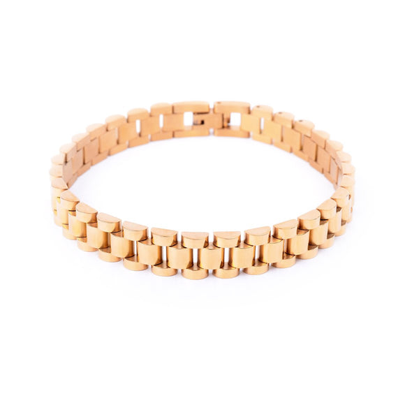 SBM-18, Men Stainless Steel Watch Belt Bracelet gold color- width, 8-8.5'' length, 3.5mm thick