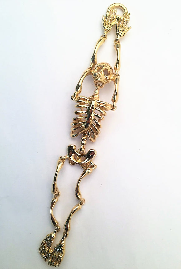 SBM-152, Men Stainless Steel Skull Bracelet Gold color-Width-32mm, Length-8.5''
