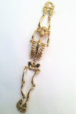 SBM-152, Men Stainless Steel Skull Bracelet Gold color-Width-32mm, Length-8.5''