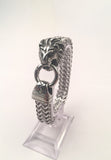 SBM-530, Men Stainless Steel 1 Lion Head Bracelet- Width-12mm, Length-8.5'', 6mm thick