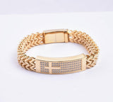 SBM-718, Men Stainless Steel Cross Bracelet Silver Color- Width-12mm, Length-8.5'',6mm thick