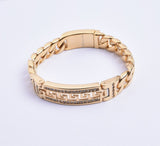 SBM-726, Men Stainless Steel Bracelet Gold Color-Width-12mm,Length-8.5'', 5mm thick