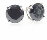 STEM-RD, Sterling Silver Stud Earrings Push Back-10mm Width Round Gold or Silver Black