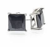 STEM-SQ, Sterling Silver Stud Earrings Push Back-5mm Width Square Gold or Silver Black