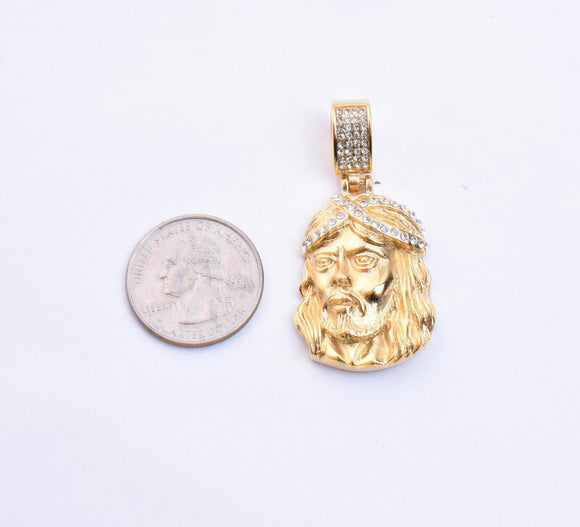 SP-1000, Stainless Steel Jesus Head Pendant-gold color