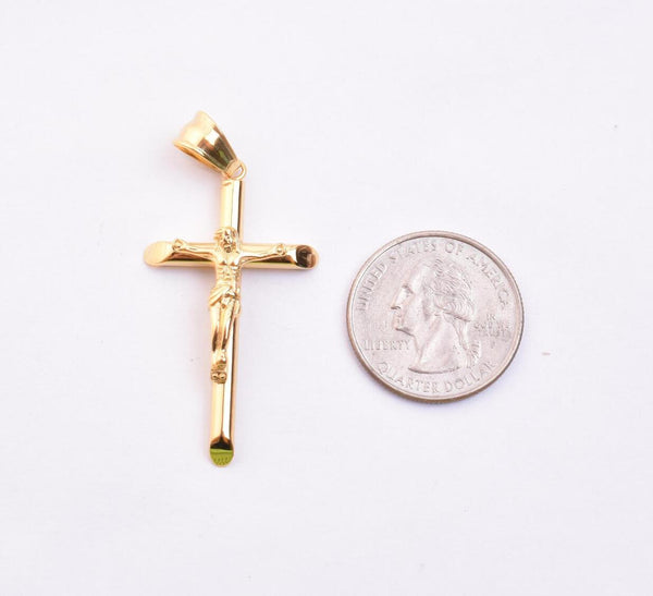 SP-1011,Stainless Steel Jesus of Cross Pendant- gold or silver color, 27mm width, 60mm high, 6mm thick
