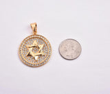 SP-1038, Stainless Steel Bling Bling David Star Pendant - Silver Color