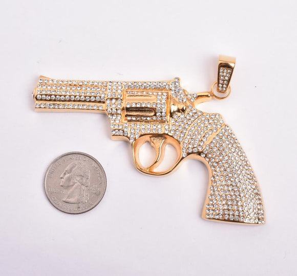 SP-1047, Stainless Steel Icy Gun Pendant-Gold or Silver color