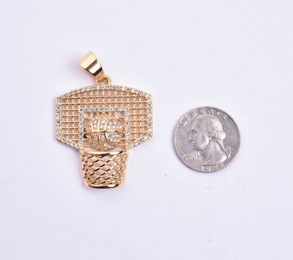 SP-1058, Stainless Steel Basketball Net Pendant, 35mm width, 55mm high, 10mm thick