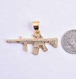 SP-1059,Stainless Steel AK-47 Rifle pendant-gold or silver color, 50mm width, 35mm high, 5mm thick