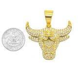 SP-1062, Stainless Steel Bull Pendant-Gold or Silver, 58mm width, 50mm high, 10mm thick