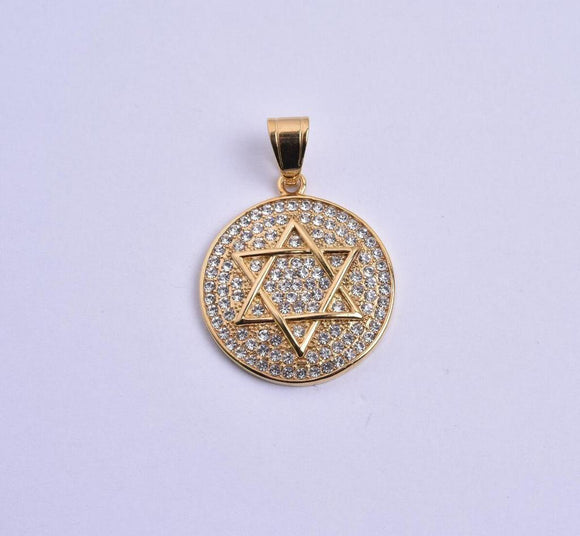 SP-1128, Stainless Steel Star of David Pendant- gold or silver color