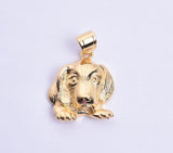 SP-1139, Stainless Steel Dog Head Pendant-Gold color, 27mm width, 40mm high, 9mm thick