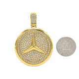SP-1164, Stainless Steel Mercedes Pendant -gold or silver, 55mm width, 65mm high, 5mm thick