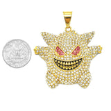 SP-1213, Stainless Steel Pokemon Gengar Pendant-Gold black, 55mm width, 65mm high, 15mm thick