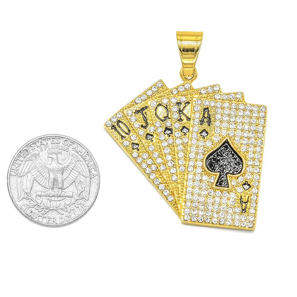 SP-1240,Stainless Steel Poker Card Pendant-gold or silver, 53mm width, 55mm high, 4mm thick