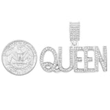 SP-1243, Stainless Steel "Queen" word Pendant-Gold or Silver color, 47mm width, 35mm high, 2.5mm thick