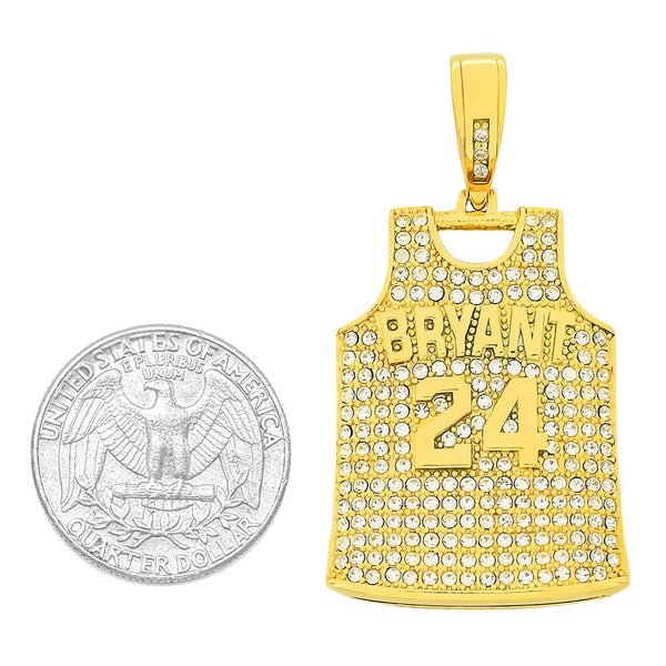 SP-1303, Stainless Steel Jersey 24 Pendant-gold or silver color- 25mm width, 50mm high, 5mm thick