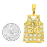 SP-1303, Stainless Steel Jersey 24 Pendant-gold or silver color- 25mm width, 50mm high, 5mm thick