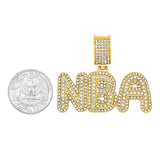 SP-1309, Stainless Steel "NBA" Sign Pendant-gold or silver color- 50mm width, 40mm high, 2.5mm thick