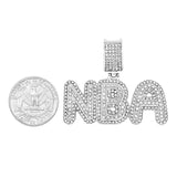 SP-1309, Stainless Steel "NBA" Sign Pendant-gold or silver color- 50mm width, 40mm high, 2.5mm thick