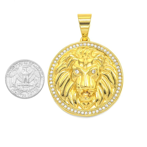 SP-510, Stainless Steel Lion Head Pendant-Gold or Silver color