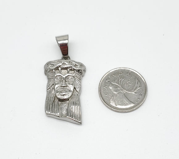 SP-538, Stainless Steel Jesus Head Pendant, silver color, 20mm width, 48mm high, 6mm thick