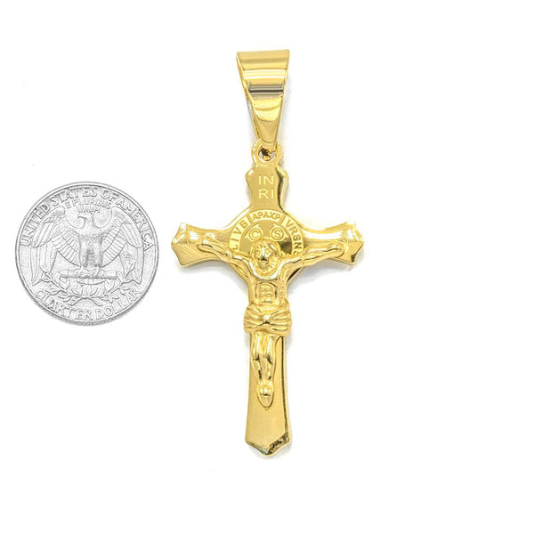 SP-639, Stainless Steel Cross Pendant-gold or silver gold, 38mm width, 62mm high, 5mm thick