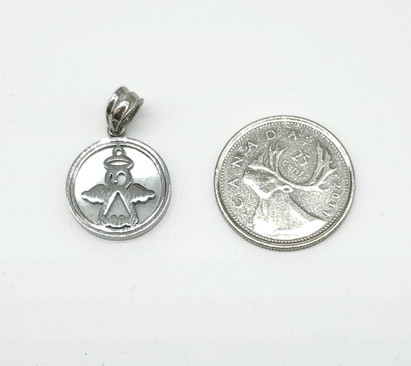 SP-673, Stainless Steel Small Baby Angle Pendant - silver color