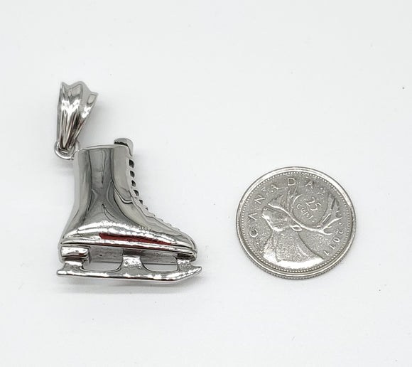 SP-691, Stainless Steel Ice Skate Pendant- silver color, 30mm width, 45mm high, 10mm thick
