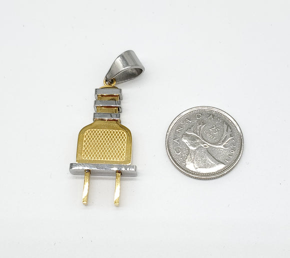 SP-740, Stainless Steel Plug Pendant-Silver gold, 20mm width, 55mm high, 5mm thick