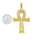 SP-761, Stainless Steel 2 size of 3D Icy Ankh Pendant-gold or silver color,