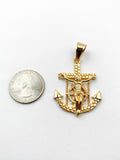 SP-1005,Stainless Steel Anchor with Jesus Pendant-gold or silver color, 33mm width, 53mm high, 5mm thick