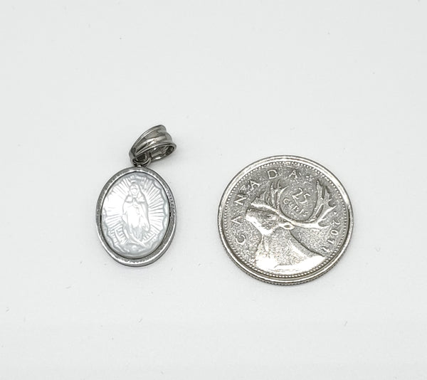 SP-877, Stainless Steel Virgin Maria-silver color, 15mm width, 28mm high, 2.5mm thick