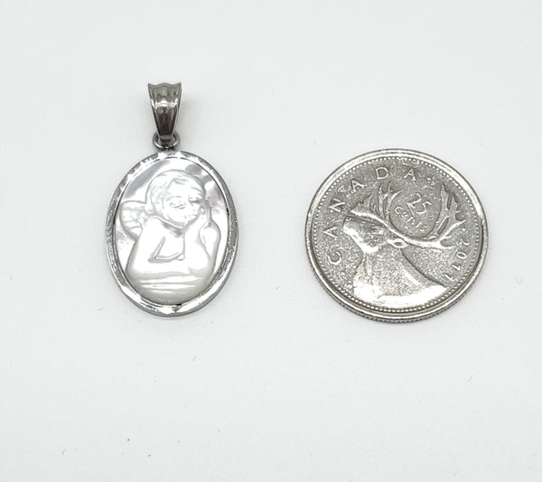 SP-878, Stainless Steel Baby Angle Pendant-gold or silver color, 18mm width, 32mm high, 2.5mm thick