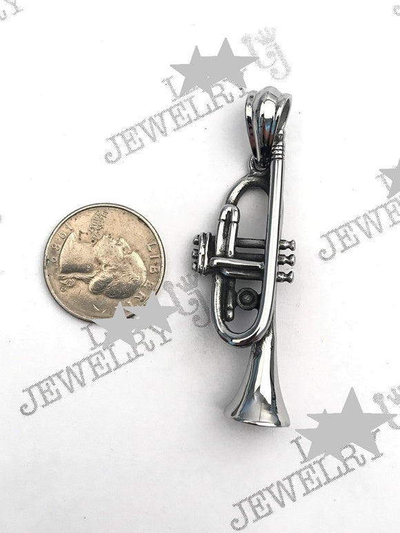 SP-884, Stainless Steel Trumpet Instrument Pendant-gold or silver color