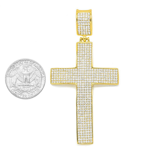 SP 1-67, Stainless Steel Ice Cross Pendant-gold or silver color, 42mm width, 80mm high, 7mm thick
