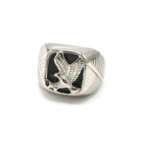 SRM-149,Stainless Steel Eagle Fashion Ring-gold black or silver black color, 12mmX12mm Width, 7mm Thick