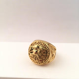 SRM-193, Stainless Steel Lion Head Ring-gold or silver gold color, 20mm Round, 8mm Thick