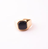 SRM-285, Stainless Steel Black Stone Fashion Ring-gold or silver color