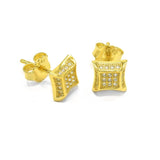 STEM-125, Men 925 Sterling Silver Push Back Stud Earring-7mm Square Gold color