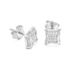 STEM-125, Men 925 Sterling Silver Push Back Stud Earring-7mm Square Gold color